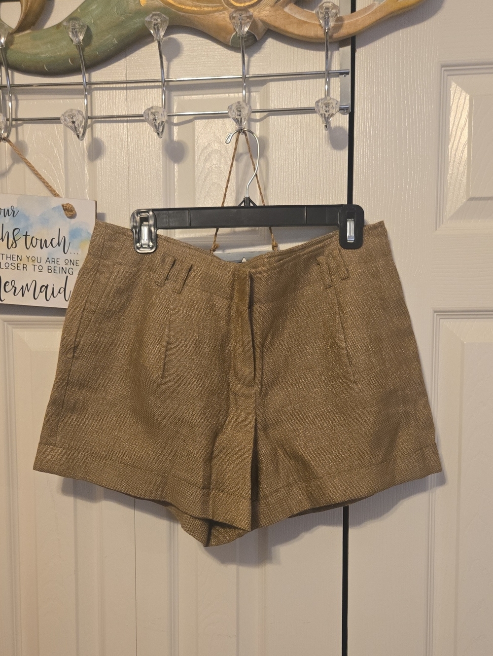 LOFT Metallic Tan Bermuda Dress Shorts